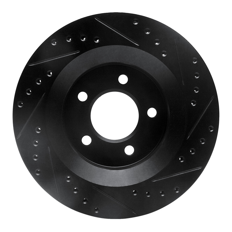 Chrysler 300M Brake Rotor (1) - Front Left - R1 Concepts - Drilled & Slotted - Black - `99-`04